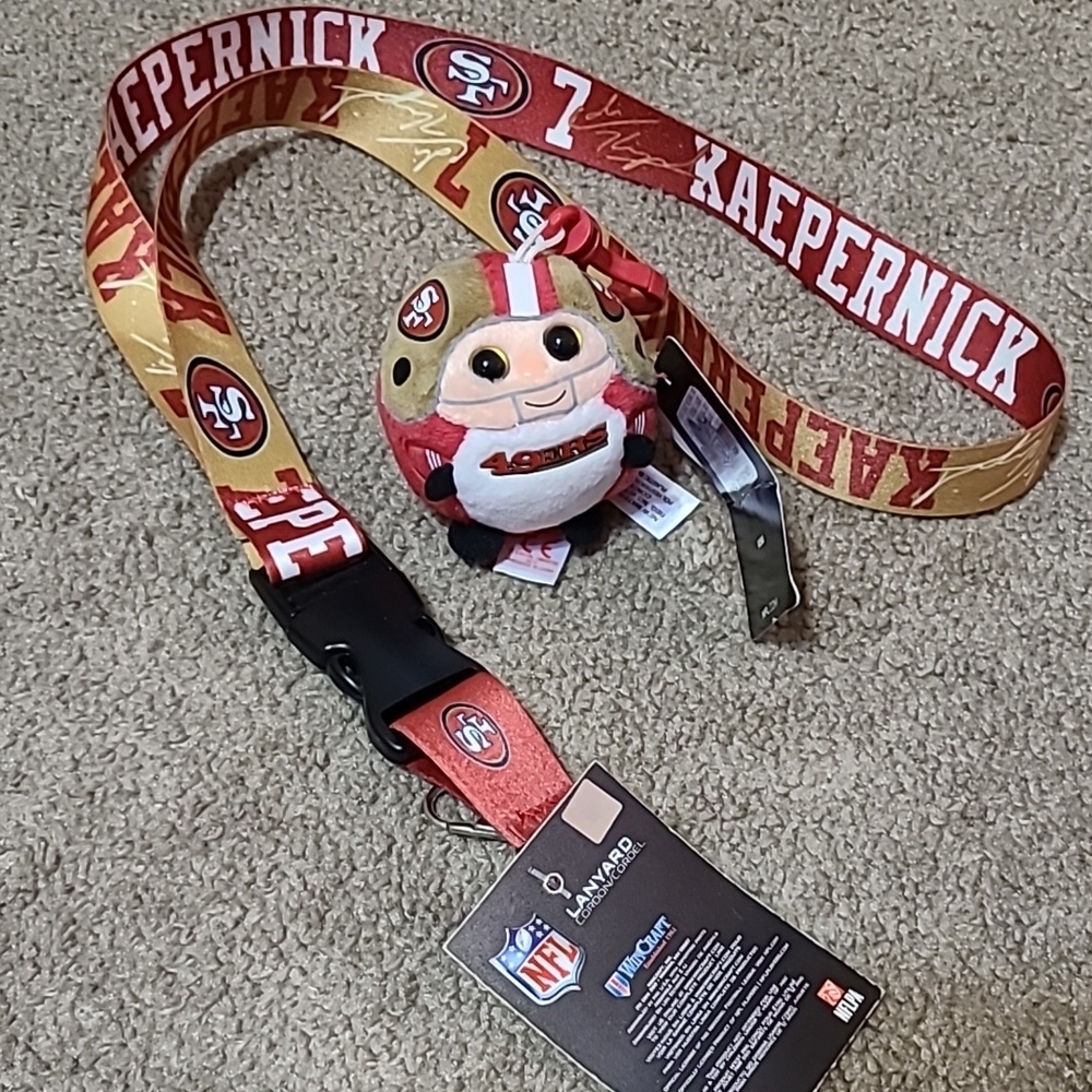 San Francisco 49ers Red and Gold Lanyard with TY Plush Toy-NFL